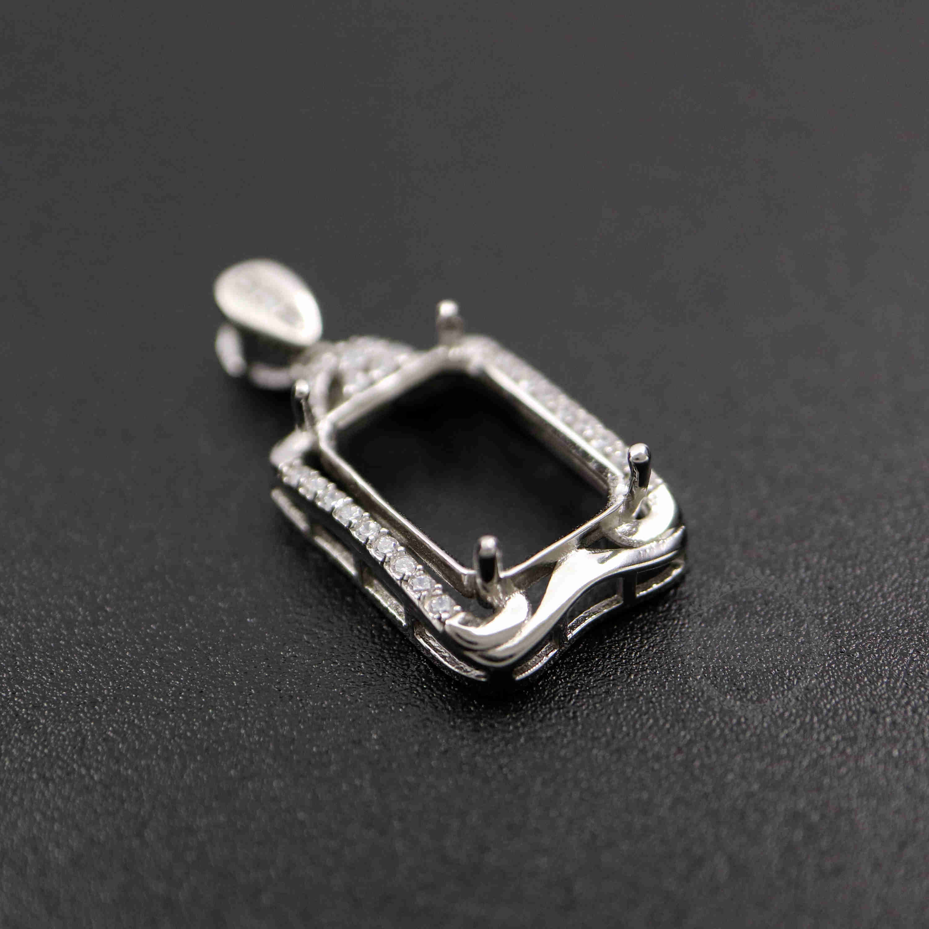 1Pcs Multiple Sizes Rose Gold Silver Prong Bezel Settings For Rectangle Cz Stone Solid 925 Sterling Silver DIY Pendant Charm Tray 1431033 - Click Image to Close